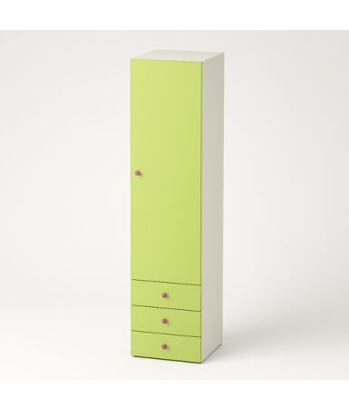 Szafa z szufladami, pojedynczymi drzwiami i drążkiem